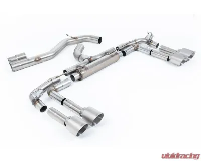 Milltek 80mm Non-Resonated Catback Exhaust Audi S3 2.0TFSI Quattro 2020-2026 GT-115 Tips - SSXAU1021