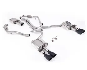 Milltek Resonated Catback Exhaust System with Quad GT-100 Cerakote Black Trims for Audi S5 3.0 V6 Turbo Coupe & Sportback (2017-2026)
