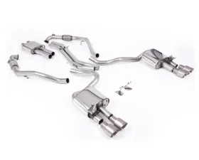 Milltek Resonated Catback Exhaust System with Quad GT-100 Brushed Titanium Trims for Audi S5 3.0 V6 Turbo Coupe B9 2017-2026