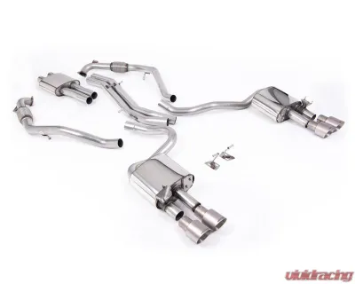 Milltek Resonated Catback Exhaust System with Quad GT-100 Brushed Titanium Trims for Audi S5 3.0 V6 Turbo Coupe B9 2017-2026 - SSXAU1122