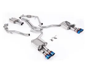 Milltek Resonated Catback Exhaust Quad GT-100 Burnt Blue Titanium Audi S5 B9 2017-2026