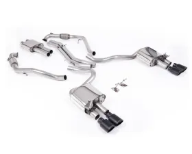Milltek Resonated Catback Exhaust System with Quad Cerakote Black Tips for Audi S5 B9 2017-2026