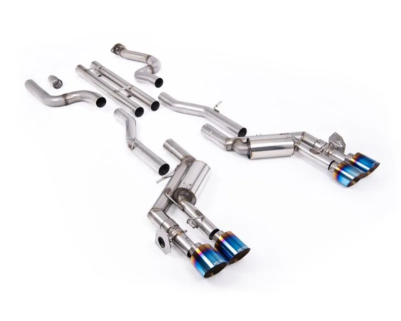 Milltek Unbalanced Straight Center Valved System Catback with Quad GT-115 4.5' Blue | Burnt / Blue Titanium Tips Chevrolet Camaro Gen 6 SS 6.2L V8 2016-2024 - SSXCH108