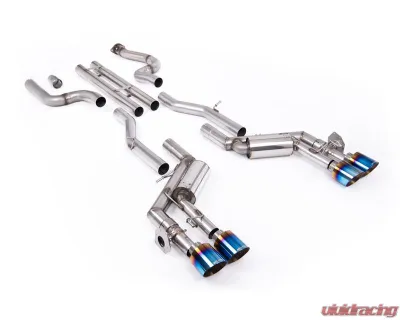 Milltek Unbalanced Straight Center Valved Catback Exhaust System for 2016-2024 Chevrolet Camaro SS 6.2L V8 with Quad GT-115 4.5" Burnt Blue Titanium Tips - SSXCH108