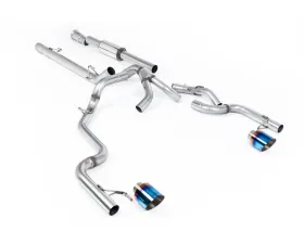 Milltek Dual Outlet Race Part Resonated Exhaust with GT-115 Burnt Blue Titanium Tips for Ford F-150 SuperCrew 5.0L V8 EcoBoost 2021-2026