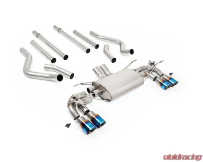 Milltek Non-Resonated Catback Valved Exhaust System for 2023-2026 Land Rover Defender 130 5.0 V8 with Quad GT-90 Burnt Blue Titanium Trims - SSXLR237