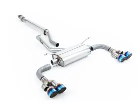 Milltek TRD Rear Diffuser Resonated Secondary Catback Quad Outlet System with Blue Titanium Tips for Toyota GR86 2.4L 2022-2026