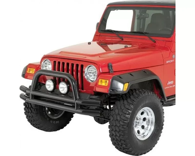 Quadratec QR3 Dual-Tube Front Bumper w/ Stainless Steel Hoop Jeep Wrangler 1976-2006 - A083338A1