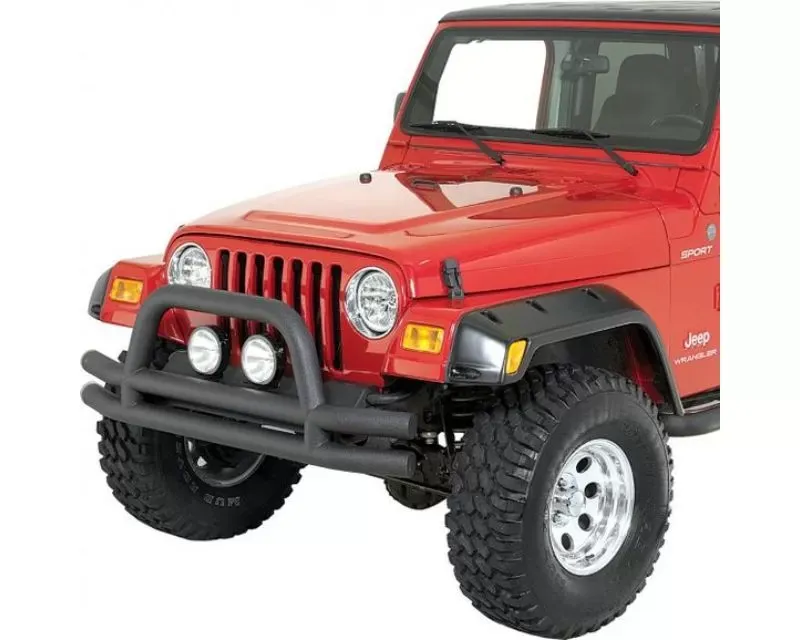 Quadratec QR3 Dual-Tube Front Bumper w/ Textured Black Hoop Jeep 1976-2006 - A083338A1T