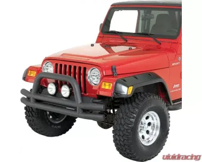 Quadratec QR3 Dual-Tube Front Bumper w/ Textured Black Hoop Jeep 1976-2006 - A083338A1T