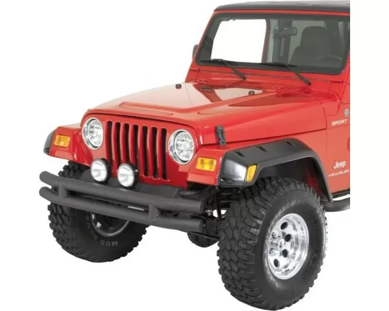 Quadratec QR3 Dual-Tube Textured Black Front Bumper Jeep Wrangler 1976-2006 - A083338A2T