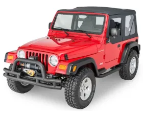 Quadratec QR3 Dual-Tube Winch Mount Bumper with Hoop Textured Black Jeep 1976-2006