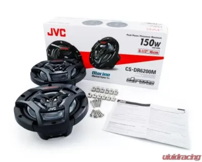 JVC Water Resistant Woofers 6-1/2" 2-Way Coaxial Speakers (Black) w/ A2 Warranty - CS-DR6200M