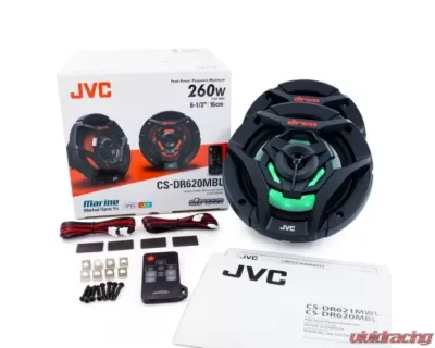 JVC 21-color LED Illumination 6.5inch 2-Way Coaxial Speakers (Black) w/ A2 Warranty - CS-DR620MBL