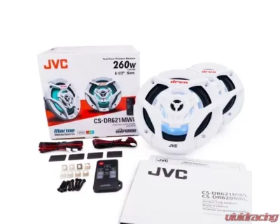 JVC 21-color LED Illumination 6.5inch 2-Way Coaxial Speakers (White) w/ A2 Warranty - CS-DR621MWL