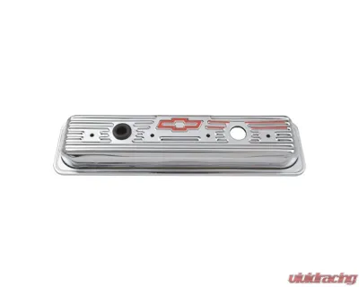 Pro Form Valve Covers Ribbed w/Embossed Bowtie/Emblems Design Chrome Finish Chevrolet Small Block 262-400 V8 Engines 1987-1995 - 141-107