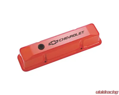 Pro Form Valve Covers Bowtie/Chevrolet Recessed Emblems Chevy Orange Finish Chevrolet Small Block 262-400 V8 Engines 1959-1986 - 141-118