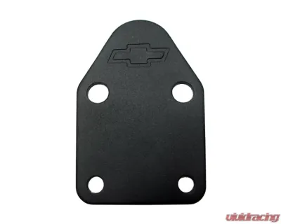Pro Form Fuel Pump Block-Off Plate Stamped Chevrolet Bowtie Logo Black Crinkle Finish Chevrolet Small Block 262-400 V8 Engines 1958-1991 - 141-212