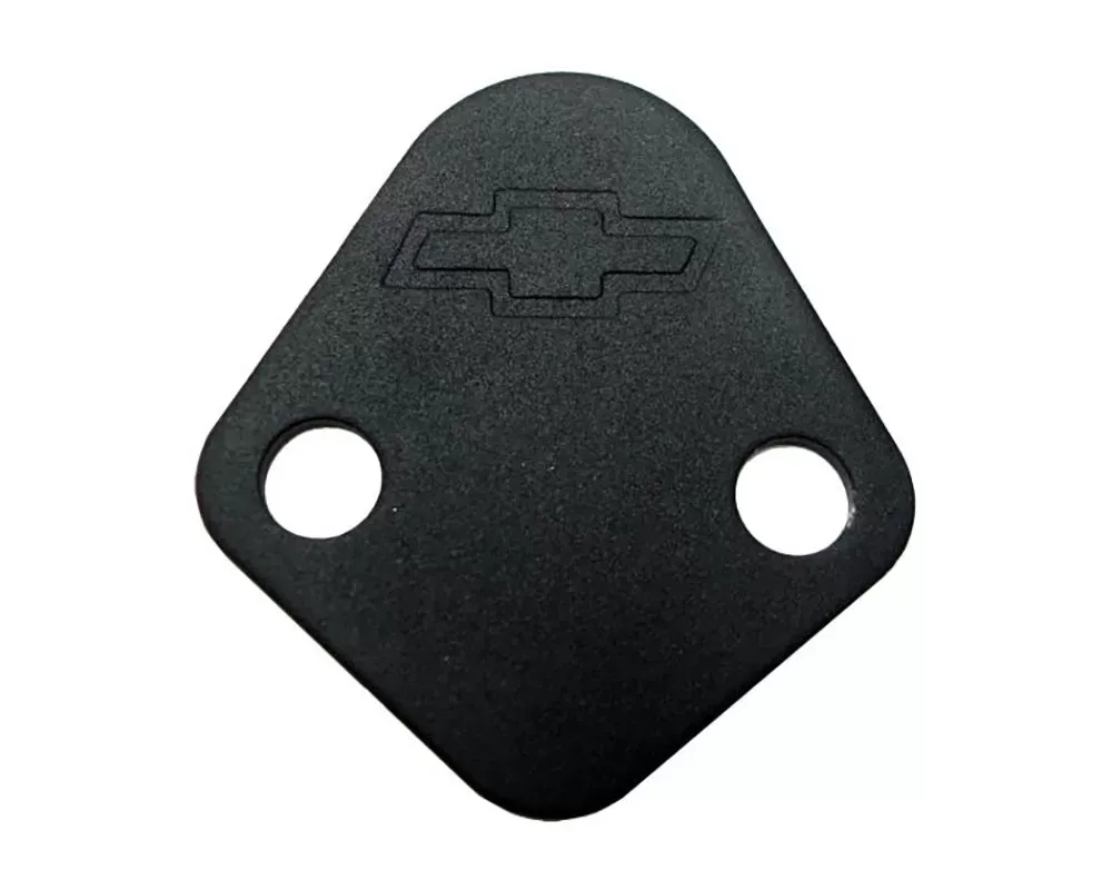 Pro Form Fuel Pump Block-Off Plate Stamped Chevrolet Bowtie Logo Black Crinkle Finish Chevrolet Big Block 396-454 V8 Engines 1965-1996 - 141-213