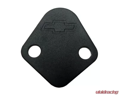 Pro Form Fuel Pump Block-Off Plate Stamped Chevrolet Bowtie Logo Black Crinkle Finish Chevrolet Big Block 396-454 V8 Engines 1965-1996 - 141-213