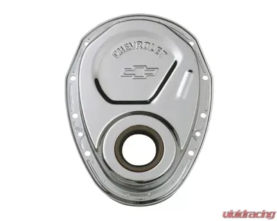 Pro Form Timing Chain Cover Bowtie/Chevrolet Embossed Emblem Design Chrome Finish Chevrolet Small Block 262-400 V8 Engines 1958-1991 - 141-215
