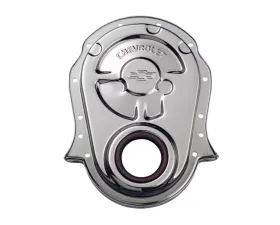 Pro Form Timing Chain Cover Bowtie/Chevrolet Embossed Emblem Design Chrome Finish Chevrolet Big Block 396-454 V8 Engines 1965-1990