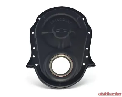 Pro Form Timing Chain Cover Bowtie/Chevrolet Embossed Emblem Design Black Crinkle Finish Chevrolet Big Block 396-454 V8 Engines 1965-1990 - 141-219