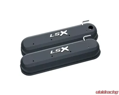 Pro Form Valve Covers Raised LSX Emblem Black Crinkle Finish GM LS Series V8 Engines - 141-256
