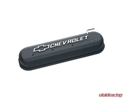 Pro Form Slant-Edge Valve Covers Raised Bowtie/Lettering Black Crinkle Finish GM LS Series V8 Engines - 141-262