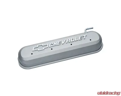 Pro Form Slant-Edge Valve Covers Raised Bowtie/Lettering Gray Crinkle Finish GM LS Series V8 Engines - 141-263