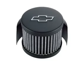 Pro Form Chevy Bowtie Push-In Air Breather Cap w/ Filter & Hood Black Crinkle Finish