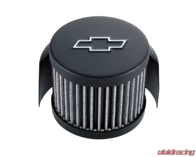 Pro Form Chevy Bowtie Push-In Air Breather Cap w/ Filter & Hood Black Crinkle Finish - 141-613