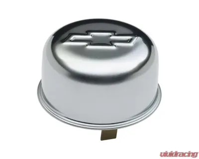 Pro Form Push-On Air Breather Cap w/ Embossed Chevy Bowtie Emblem Chrome Finish - 141-617