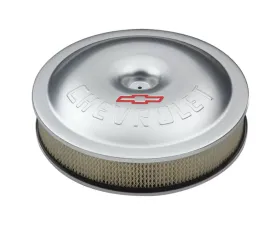 Pro Form Chevrolet Performance 14 inch Super-Light Racing Aircraft Aluminum Air Cleaner Kit w/ Bowtie & Chevrolet Logos Clear Coated