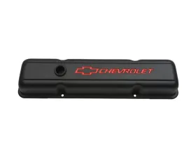 Pro Performance Valve Covers Stamped Steel Short Style w/ Recessed Bowtie/Chevrolet Design Black Crinkle Finish Chevy Small Block 262-400 V8 Engines 1959-1986