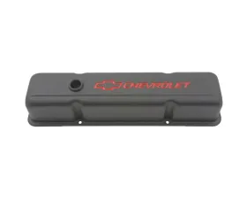Pro Performance Valve Covers Stamped Steel Tall Style w/ Recessed Bowtie/Chevrolet Design Black Crinkle Finish Chevy Small Block 262-400 V8 Engines 1959-1986