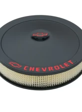 Pro Form Classic Style Air Cleaner w/ Center Nut Red Painted Bowtie & Chevrolet Emblems Black Crinkle Finish                                     - 141-752 - Image 2