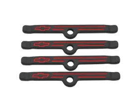 Pro Form Chevrolet Performance Hold Down Clamps w/ Red Bowtie Logo Black Crinkle Finish Chevy Small Block 262-400 Engines 1955-1986