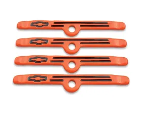 Pro Form Chevrolet Performance Valve Cover Hold Downs w/ Black Bowtie Logo Chevy Orange Finish Chevy Small Block 262-400 Engines 1955-1986