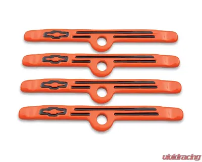 Pro Form Chevrolet Performance Valve Cover Hold Downs w/ Black Bowtie Logo Chevy Orange Finish Chevy Small Block 262-400 Engines 1955-1986 - 141-782
