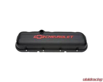 Pro Form Stock Valve Cover Tall Style w/ Recessed Emblems Black Crinkle Finish Chevy Big Block 396-454 V8 Engines 1965-1996 - 141-810