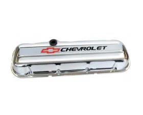 Pro Form Stock Height Valve Cover Short Style w/ Recessed Emblem Chrome Finish Chevy Big Block 396-454 V8 Engines 1965-1996