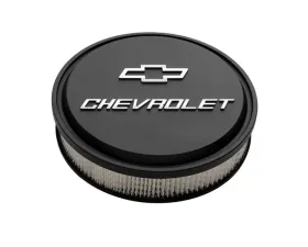 Pro Form 14 Inch Slant-Edge Air Cleaner w/ Mill Raised Chevrolet & Bowtie Emblems Black Crinkle Finish