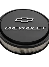 Pro Form 14 Inch Slant-Edge Air Cleaner w/ Mill Raised Chevrolet & Bowtie Emblems Black Crinkle Finish                                     - 141-830 - Image 3