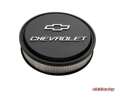 Pro Form 14 Inch Slant-Edge Air Cleaner w/ Mill Raised Chevrolet & Bowtie Emblems Black Crinkle Finish - 141-830