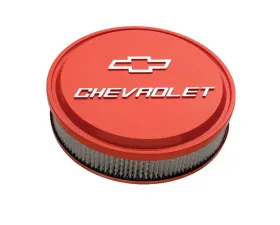 Pro Form 14 Inch Slant-Edge Air Cleaner w/ Mill Raised Chevrolet & Bowtie Emblems Chevy Orange Finish