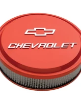 Pro Form 14 Inch Slant-Edge Air Cleaner w/ Mill Raised Chevrolet & Bowtie Emblems Chevy Orange Finish                                     - 141-831 - Image 3