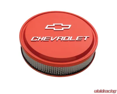 Pro Form 14 Inch Slant-Edge Air Cleaner w/ Mill Raised Chevrolet & Bowtie Emblems Chevy Orange Finish - 141-831