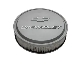 Pro Form 14 Inch Slant-Edge Air Cleaner w/ Mill Raised Chevrolet & Bowtie Emblems Gray Crinkle Finish