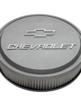 Pro Form 14 Inch Slant-Edge Air Cleaner w/ Mill Raised Chevrolet & Bowtie Emblems Gray Crinkle Finish                                     - 141-832 - Image 3